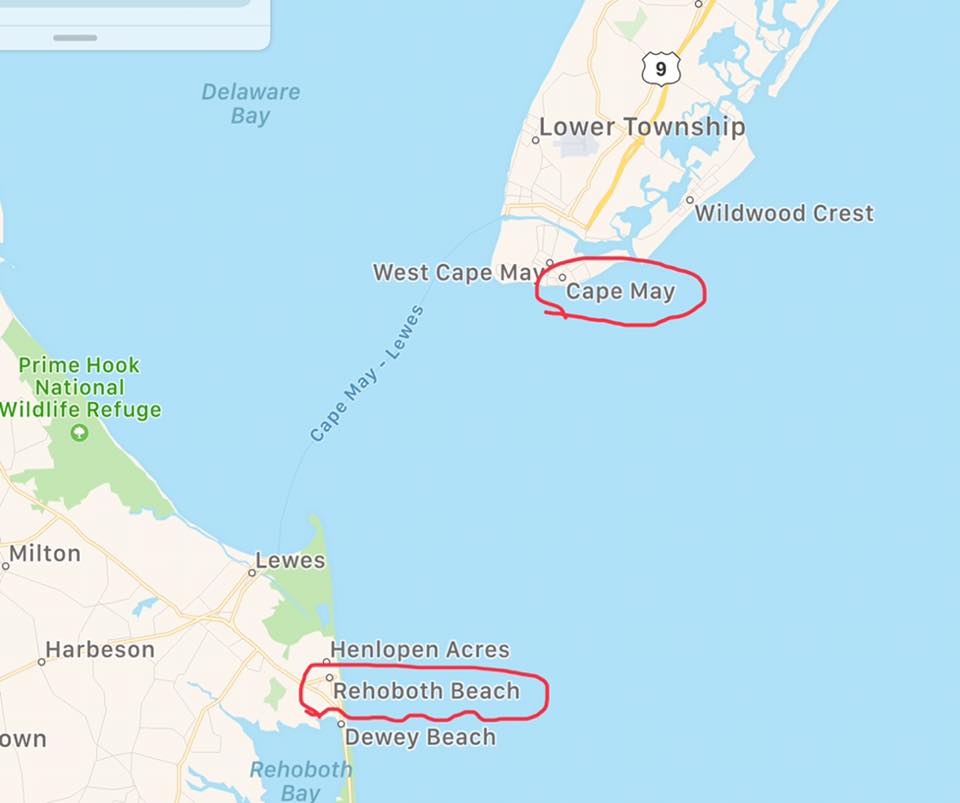 Delaware to Cape May Map
